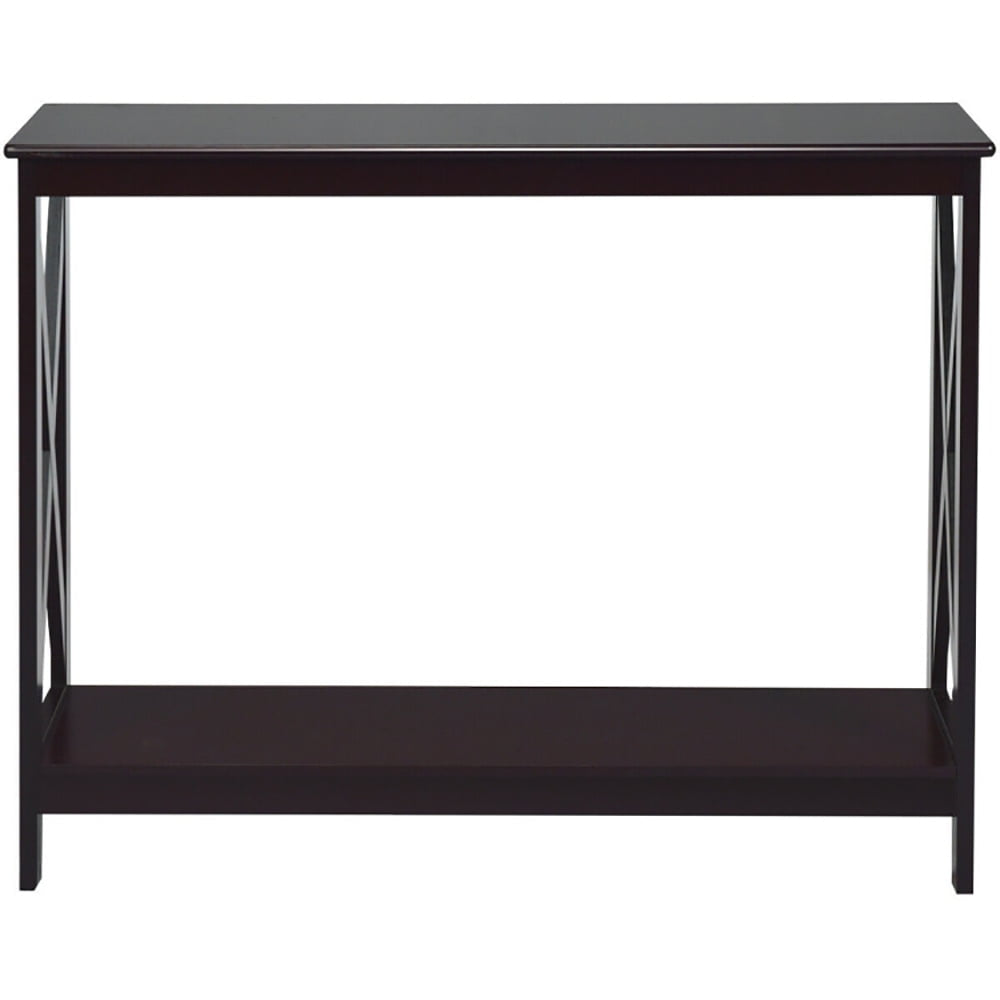 Hommoo 2-Tier Console X-Design Sofa Side Accent Table, Narrow Console Table, Espresso Image 3