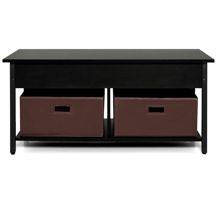 Hommoo Coffee Table, Lift Top Coffee Table Central Table with Drawers and Hidden Compartment for Living Room, Black Image 1