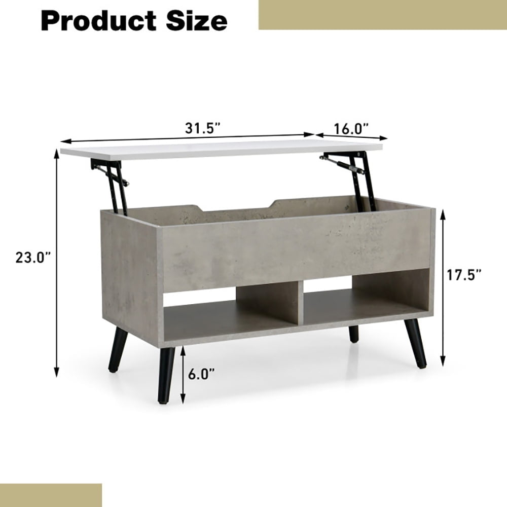 Hommoo Coffee Table, Modern Sofa Table Tea Table,31.5 Inch Lift Top Coffee Table with Hidden Compartment and 2 Storage Image 4