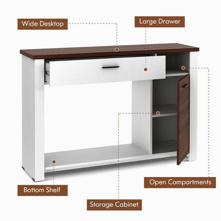 Hommoo 48 Inch Console Table with Drawer and Cabinet, Narrow Console Table, Entryway Hall Table with Shelves for Foyer Image 3