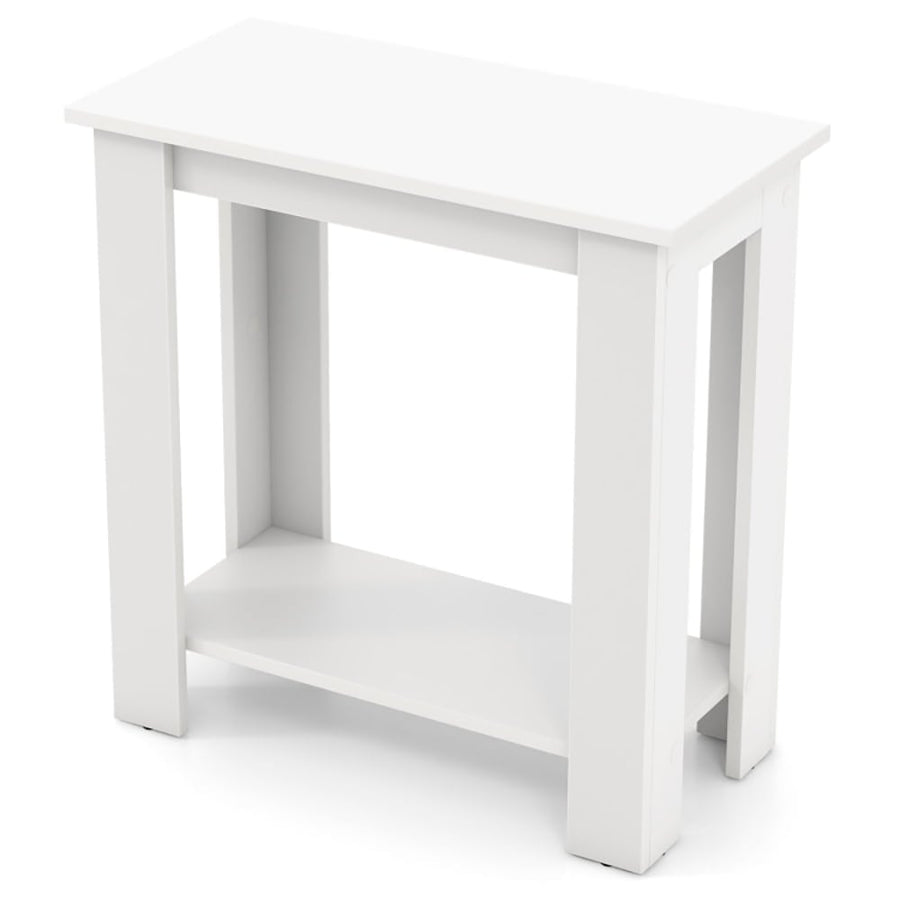 Hommoo 2-Tier Modern Compact End Table with Storage Shelf-White, Nightstand Small Side Table, End Table for Bedroom Image 1