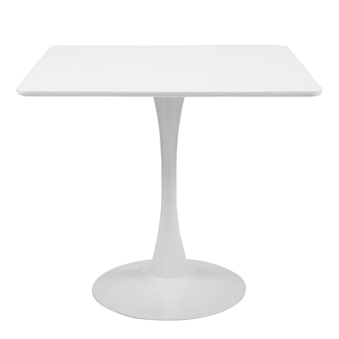 Hommoo 31.5" x 31.5" Square White Tulip Side Table, Mid-Century Dining Table, Pedestal Dining Table, End Table Leisure Image 1