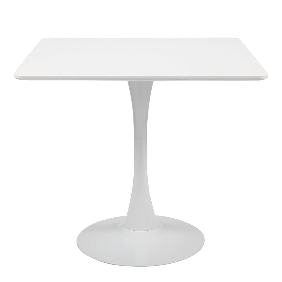 Hommoo 31.5" x 31.5" Square White Tulip Side Table, Mid-Century Dining Table, Pedestal Dining Table, End Table Leisure Image 1