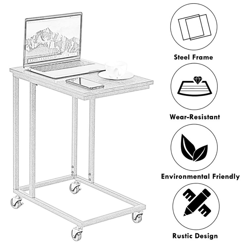 Hommoo Nightstand,Coffee Side Table,Laptop Holder Sofa Multiple Side End MobileTable-Black Image 3