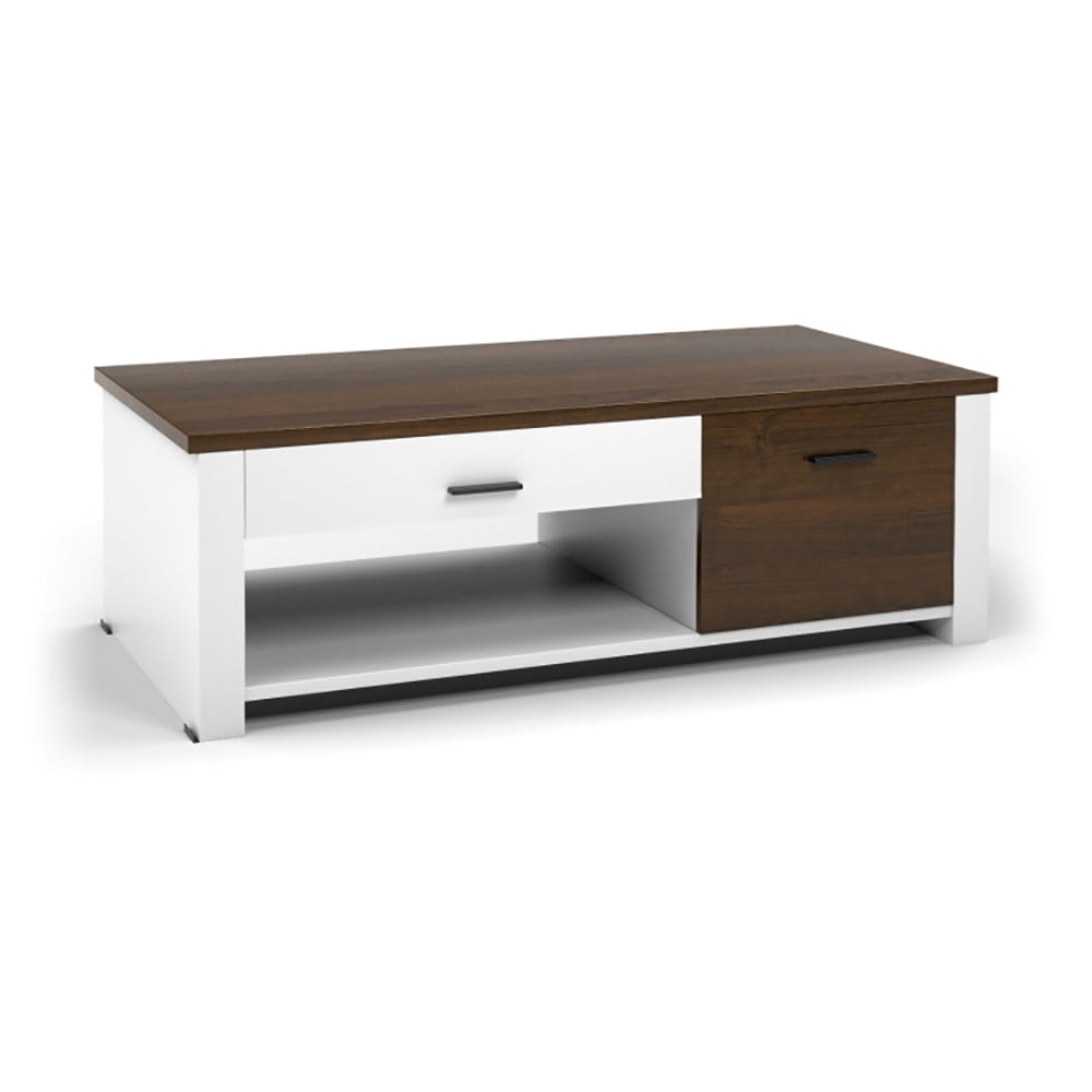 Hommoo Coffee Table, Modern Sofa Table Tea Table,Modern Coffee Table with Front Back Drawers and Compartments for Living Image 1