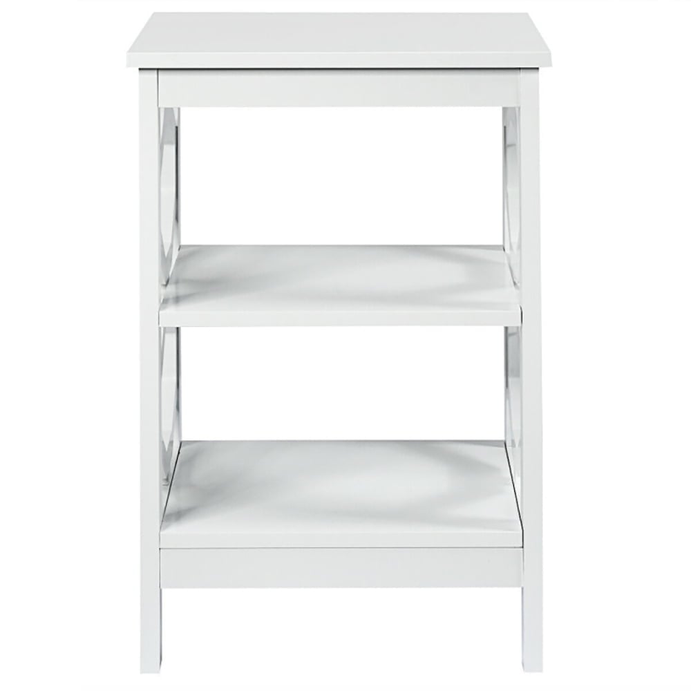 Hommoo Nightstand,Coffee Side Table,3-tier Nightstand Sofa Side End Accent Table-White Image 1