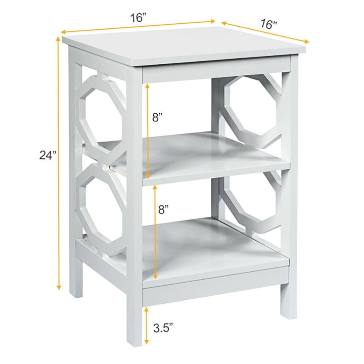 Hommoo Nightstand,Coffee Side Table,3-tier Nightstand Sofa Side End Accent Table-White Image 3