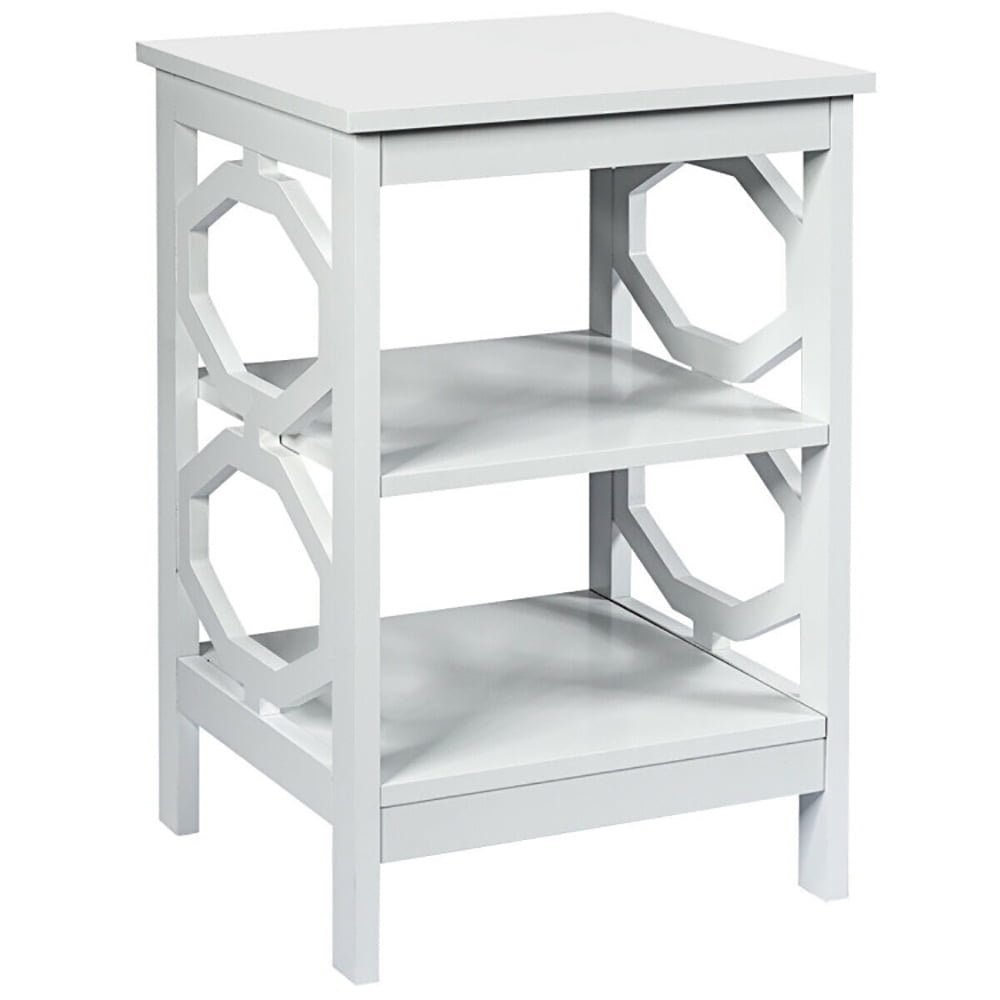 Hommoo Nightstand,Coffee Side Table,3-tier Nightstand Sofa Side End Accent Table-White Image 5