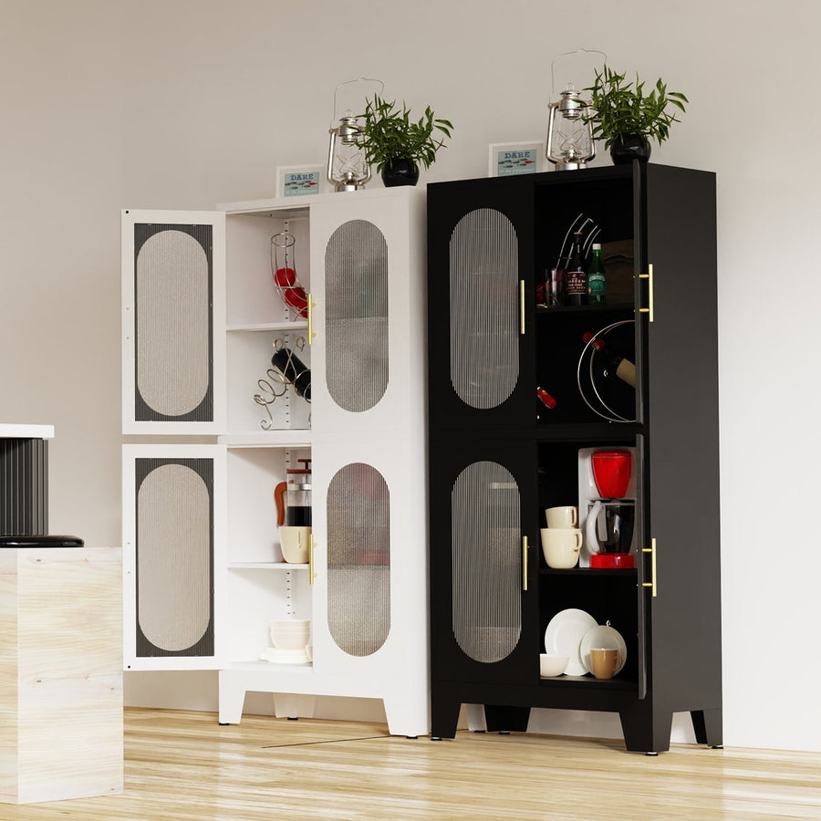 Hommoo Storage Cabinet, Bathroom Storage Cabinet with Doors and Shelves, Office Storage Cabinet with Lock, Black Image 1