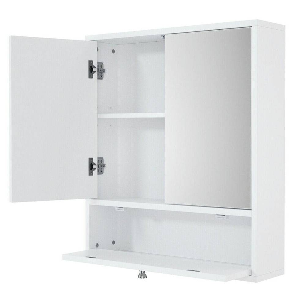 Hommoo Double Door Wall-Mounted Bathroom Mirrored Medicine Cabinet-White, Wall Cabinet for Bathroom Laundry Room Kitchen Image 7