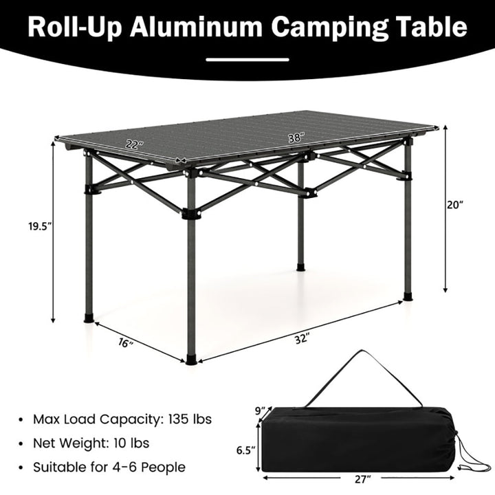 Hommoo Aluminum Camping Table for 4-6 People with Carry Bag-Black,Folding Dining Table for Patio Pool Park Outdoor Image 5