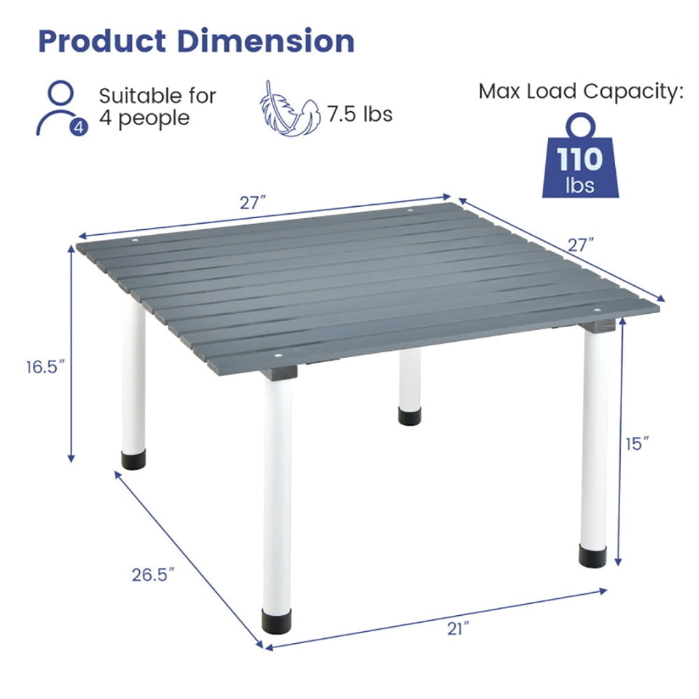 Hommoo Folding Outdoor Camping Table with Carrying Bag for Picnics and Party-Gray,Folding Dining Table for Patio Pool Image 4