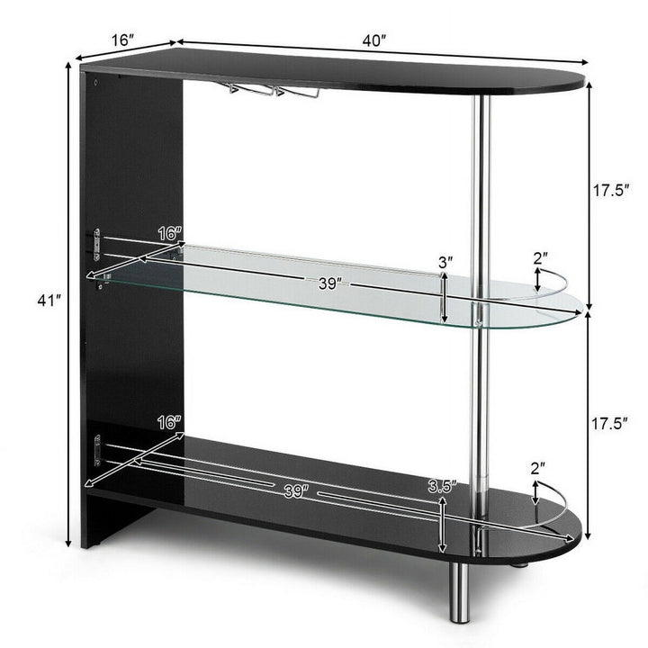 Hommoo 2-holder Bar Table with Tempered Glass Shelf, Dining Table, Kitchen Bar Height Table and Chairs for Dining Room, Image 4