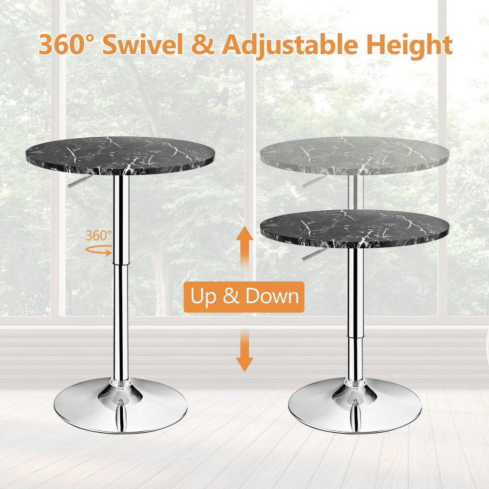 Hommoo 360  Swivel Cocktail Pub Table with Sliver Leg and Base-Black Image 2