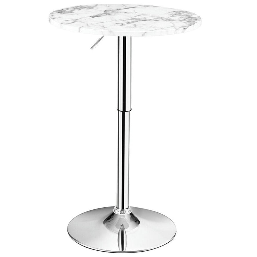 Hommoo 360  Swivel Cocktail Pub Table with Sliver Leg and Base-White Image 1