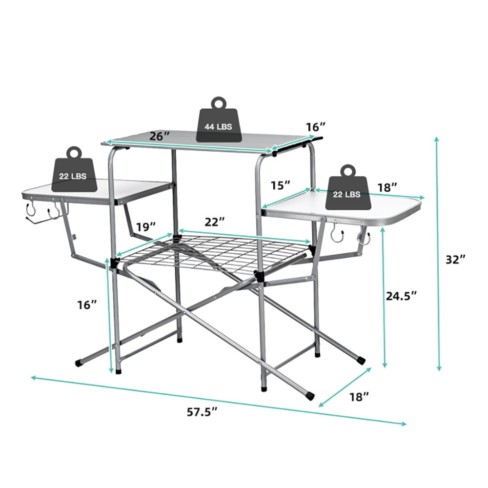 Hommoo Foldable Outdoor BBQ Table Grilling Stand, Folding Picnic Table for Patio Pool Park Outdoor Image 6