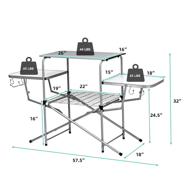 Hommoo Foldable Outdoor BBQ Table Grilling Stand, Folding Picnic Table for Patio Pool Park Outdoor Image 6