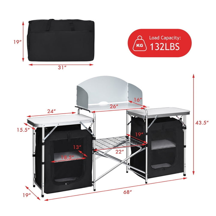 Hommoo Folding Camping Table with Storage Organizer, Folding Picnic Table for Patio Pool Park Outdoor Image 4