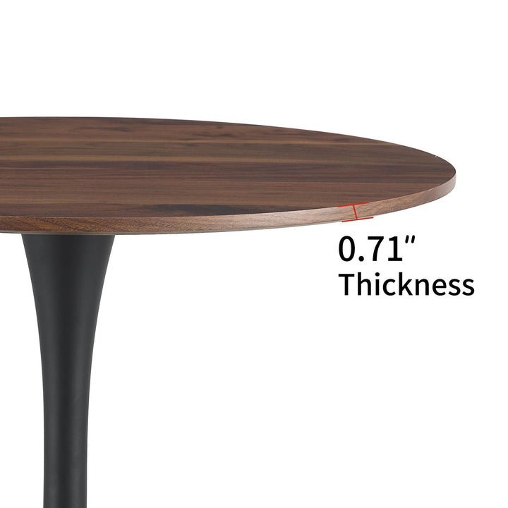 Hommoo 32" Mid-Century Modern Round Tulip Dining Table with Pedestal Base, Wood Leisure Table for Kitchen Bar Patio Image 2