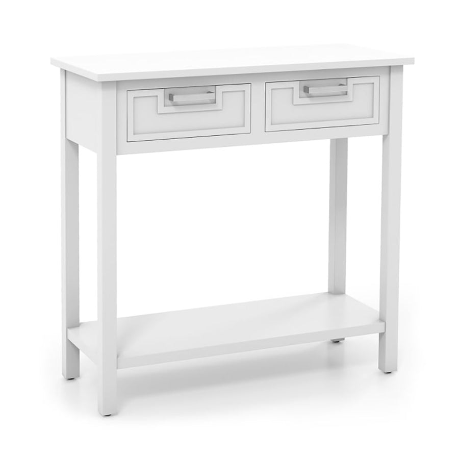 Hommoo Narrow Console Table with Drawers and Open Storage Shelf, Narrow Console Table, White Image 1