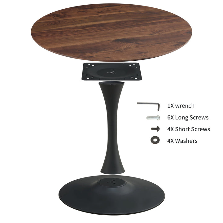 Hommoo 42" Mid-Century Modern Round Tulip Dining Table with Pedestal Base, Wood Leisure Table for Kitchen Bar Patio Image 4