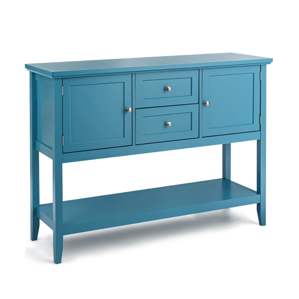 Hommoo Wooden Sideboard Buffet Console Table with Drawers and Storage, Narrow Console Table, Blue Image 1