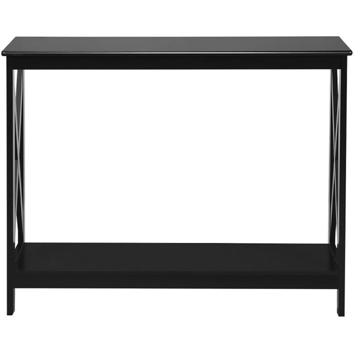 Hommoo 2-Tier Console X-Design Sofa Side Accent Table-Black, Narrow Console Table, Entryway Hall Table with Shelves for Image 5