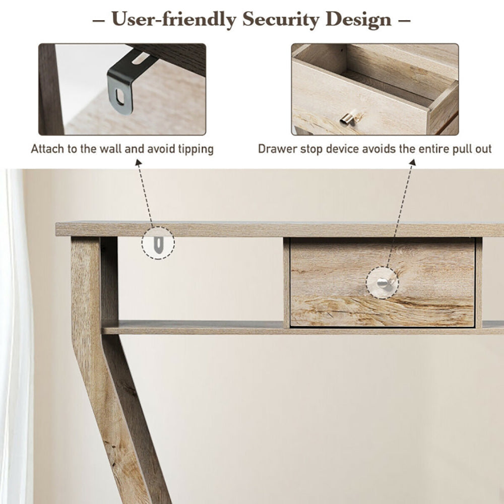 Hommoo Modern Sofa Accent Table with Drawer-Gray, Narrow Console Table, Entryway Hall Table with Shelves for Foyer and Image 3