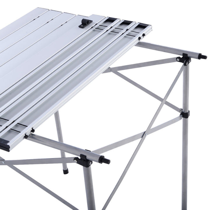 Hommoo Roll Up Portable folding Camping Aluminum Picnic Table, Folding Picnic Table for Patio Pool Park Outdoor Image 3