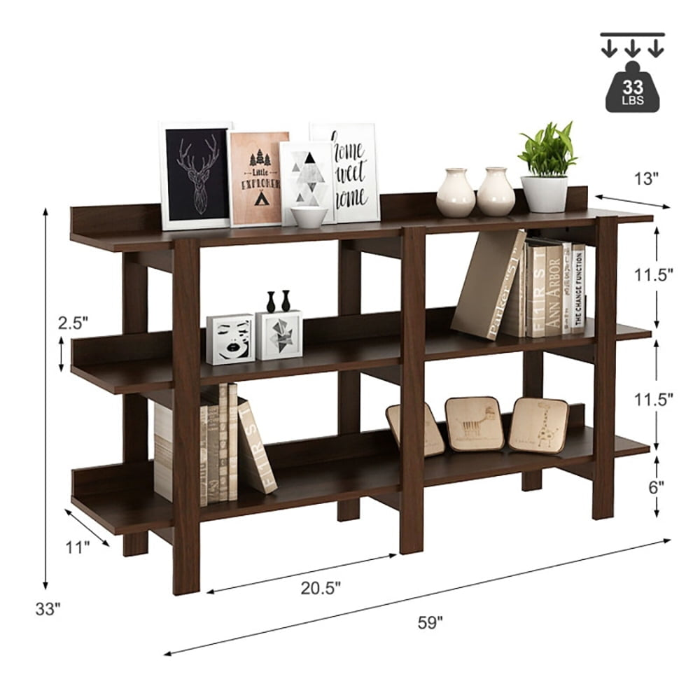 Hommoo 59 Inch Console Table with 3-tier Open Shelf for Front Hall Hallway and Foyer, Narrow Console Table for Foyer and Image 5