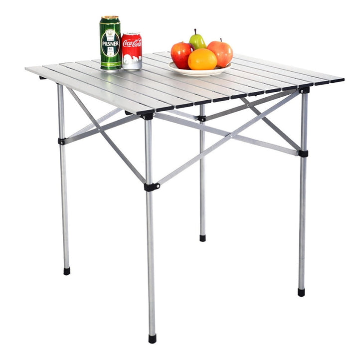 Hommoo Roll Up Portable folding Camping Aluminum Picnic Table, Folding Picnic Table for Patio Pool Park Outdoor Image 4