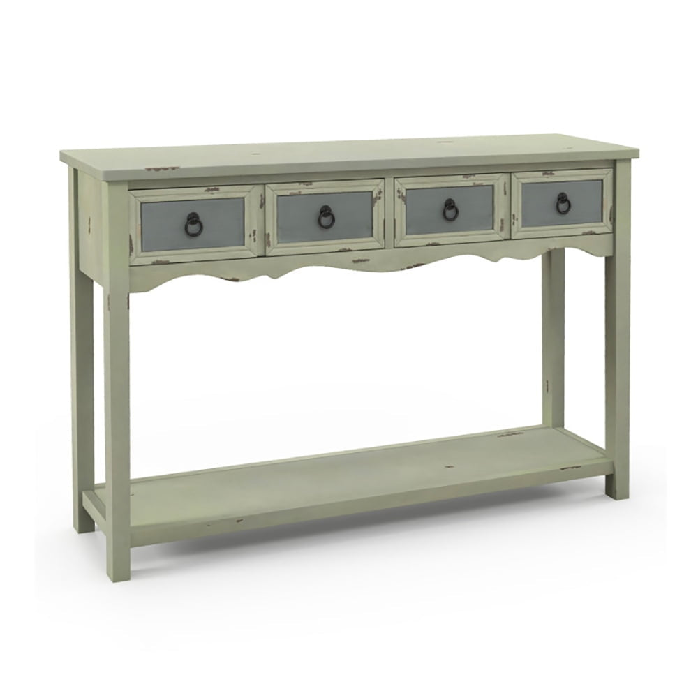 Hommoo 48 Inch Farmhouse Console Table with 2 Drawers and Open Storage Shelf for Hallway Image 1