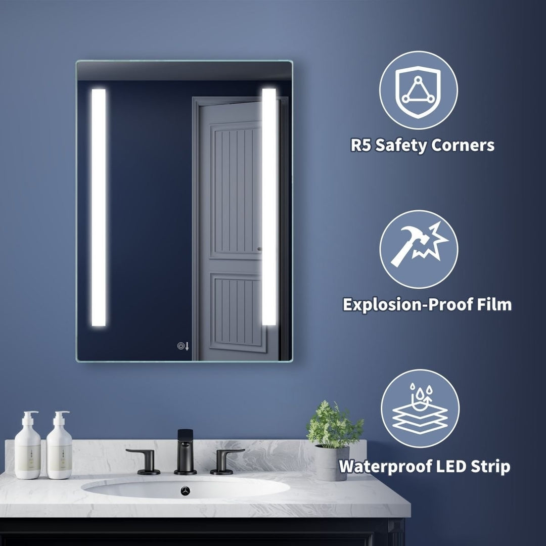 ES-DIY 20X28 LED Bathroom Mirror Tempered Glass Waterproof Lighted Vanity Image 1