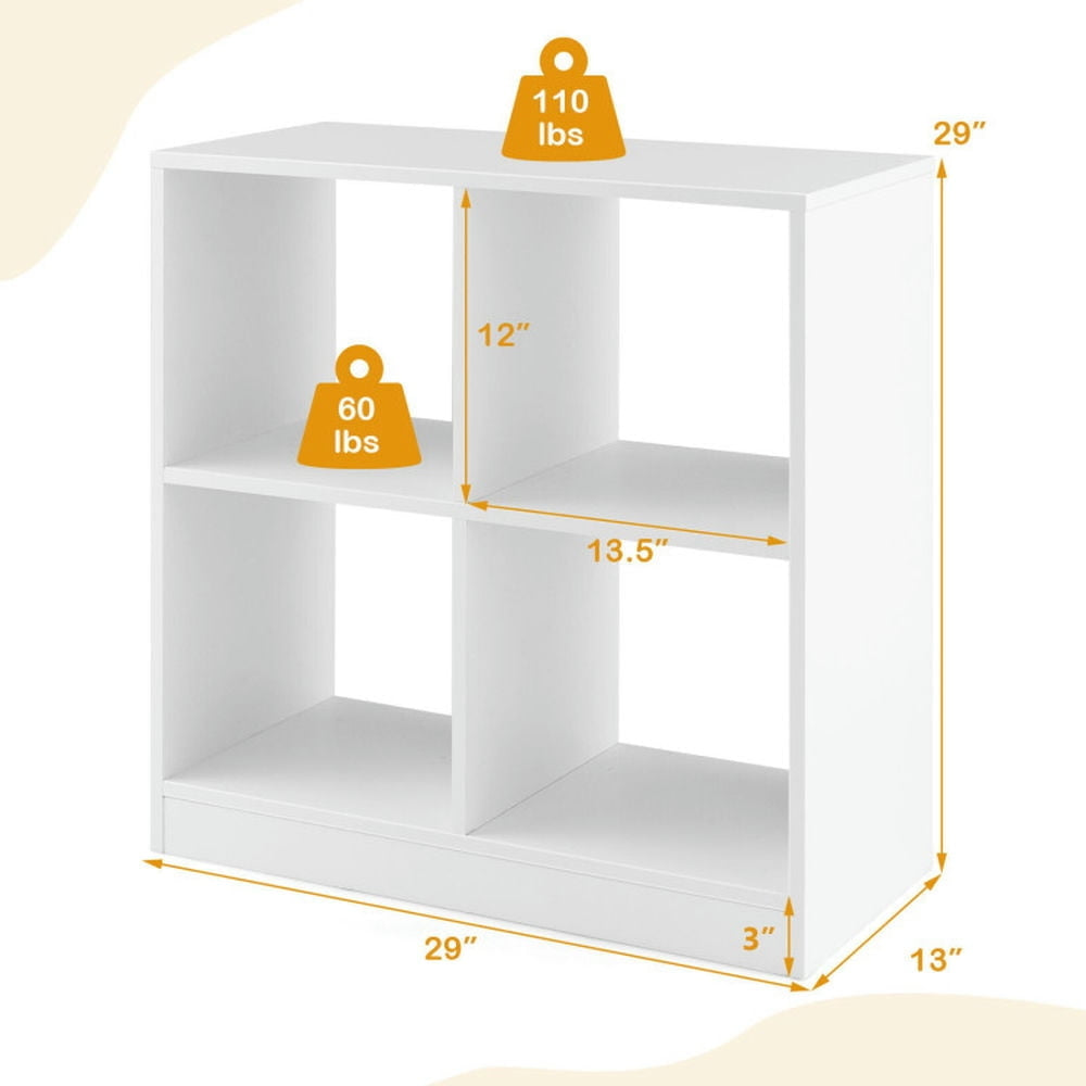 Hommoo 4-Cube Kids Bookcase with Open Shelves-White, Kids Toy Storage for Kids, Boys, Girls, Nursery Image 2