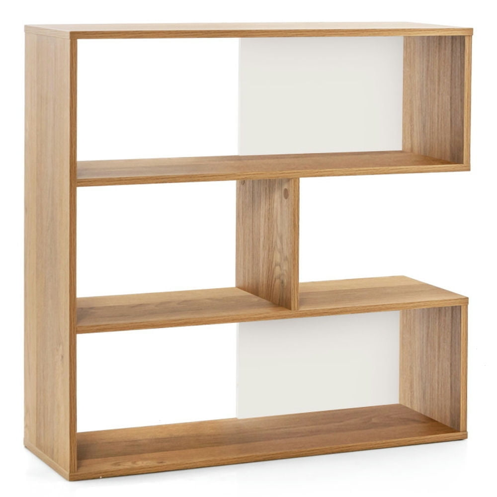 Hommoo Bookshelf,Shelf, Concave Bookshelf 3-Shelf Open Bookcase with Anti-Toppling Device for Living Room Study Office Image 1