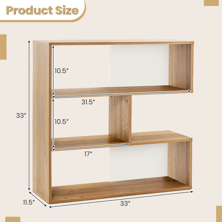 Hommoo Bookshelf,Shelf, Concave Bookshelf 3-Shelf Open Bookcase with Anti-Toppling Device for Living Room Study Office Image 3