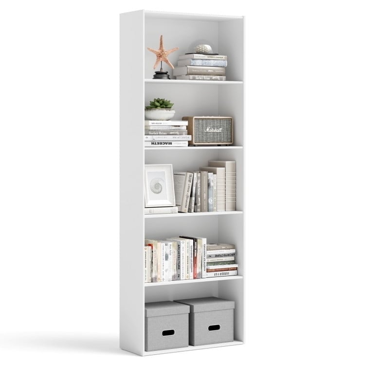 Hommoo 5 Shelf Reversible Storage Organizer, Freestanding Open Shelf Bookcase, White Image 1