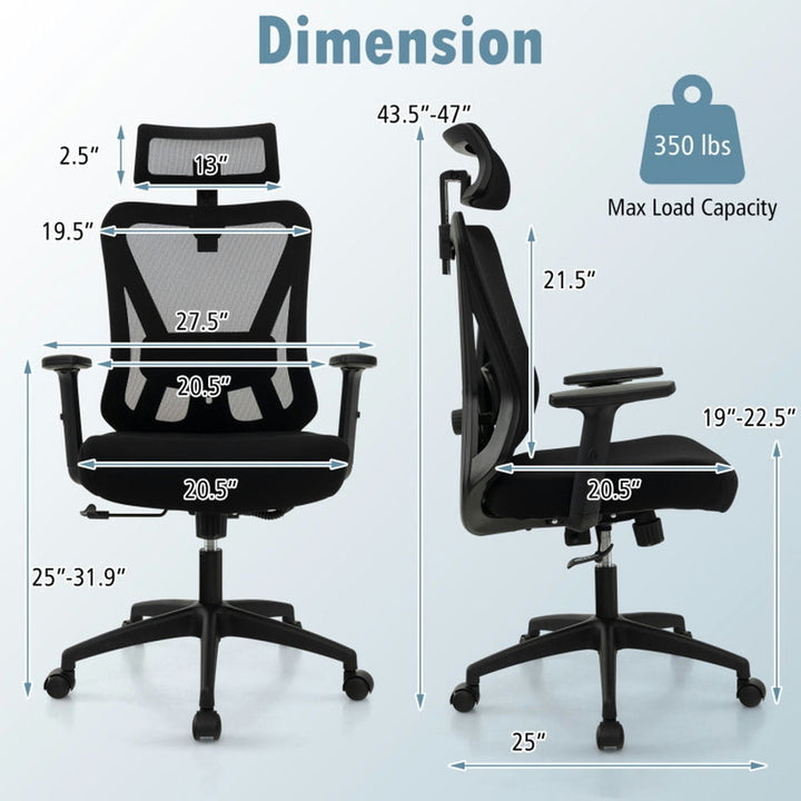 Hommoo Gaming Chair,Ergonomic Computer Chair,Mesh Ergonomic Office Chair Adjustable Swivel Task Chair with Rocking Image 4