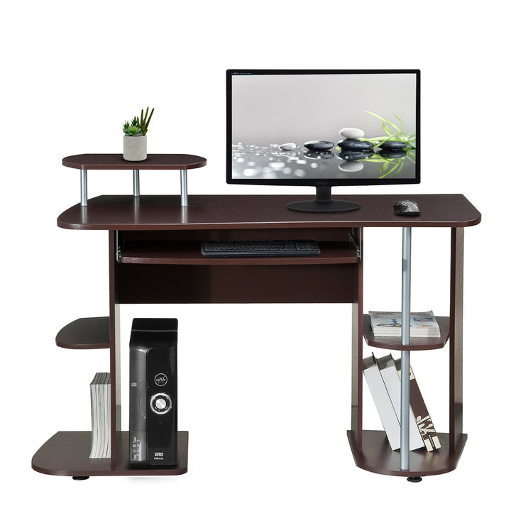 Hommoo 48" Modern Computer Desk with Storage Shelf for Home Office - Chocolate Image 1