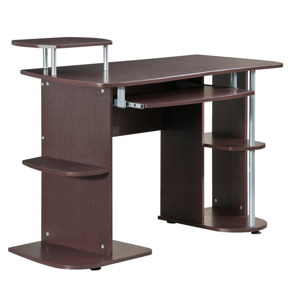 Hommoo 48" Modern Computer Desk with Storage Shelf for Home Office - Chocolate Image 2