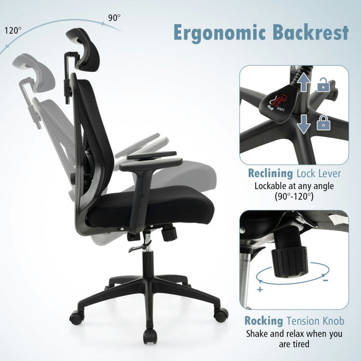 Hommoo Gaming Chair,Ergonomic Computer Chair,Mesh Ergonomic Office Chair Adjustable Swivel Task Chair with Rocking Image 6