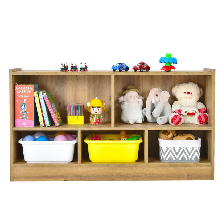 Hommoo Kids 2-Shelf Bookcase 5-Cube Wood Toy Storage Cabinet Organizer-Natural, Kids Toy Storage for Kids, Boys, Girls, Image 2