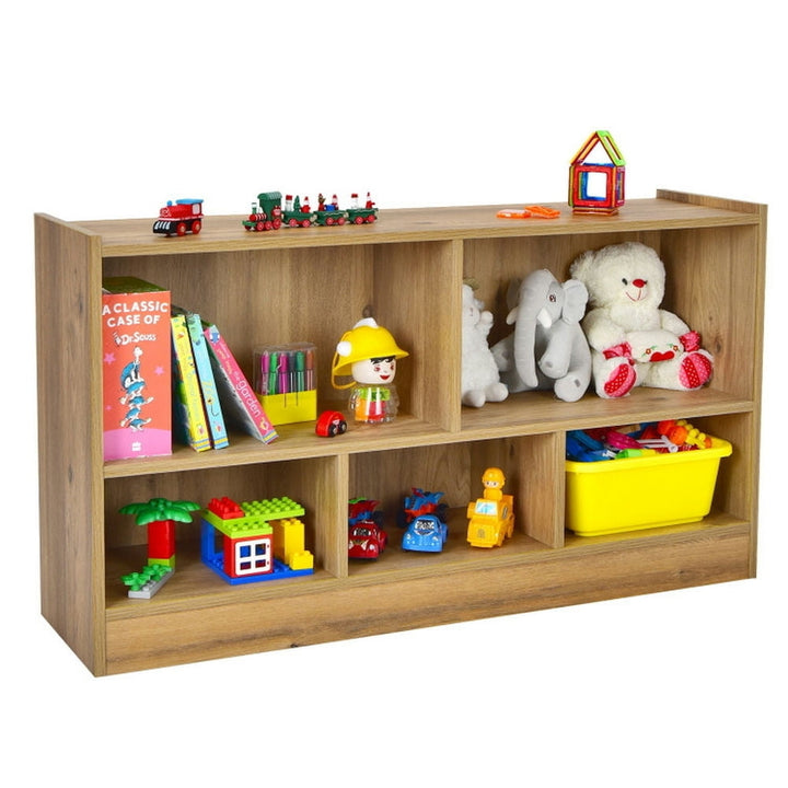 Hommoo Kids 2-Shelf Bookcase 5-Cube Wood Toy Storage Cabinet Organizer-Natural, Kids Toy Storage for Kids, Boys, Girls, Image 5