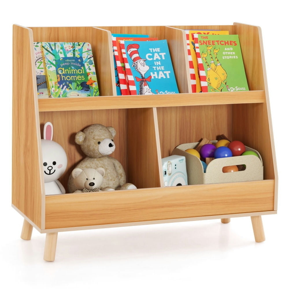 Hommoo 5-Cube Kids Bookshelf and Toy Organizer with Anti-Tipping Kits-Natural, Kids Toy Storage for Kids, Boys, Girls, Image 4