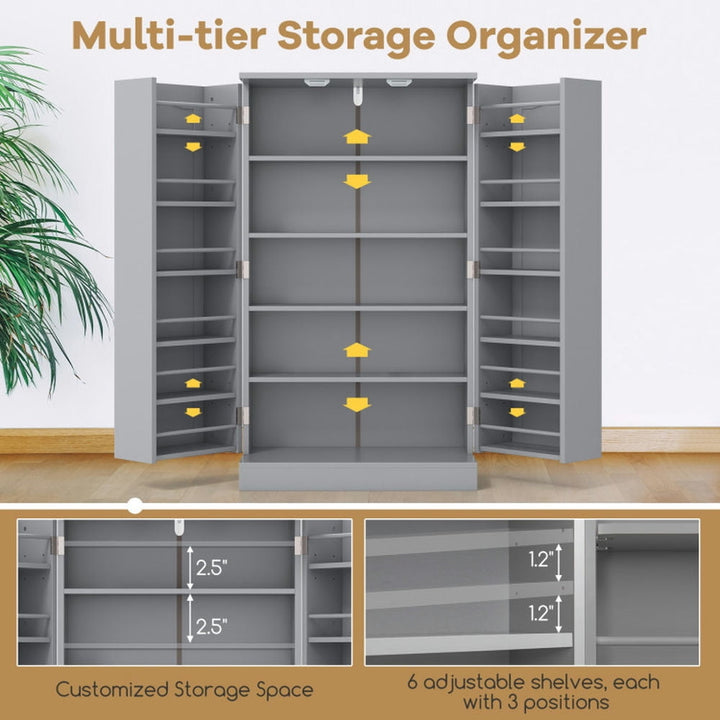 Hommoo Sideboard Buffet, Buffet Cabinet Storage Cabinet,17-Tier Kitchen Pantry Cabinet with 2 Doors and 6 Adjustable Image 3