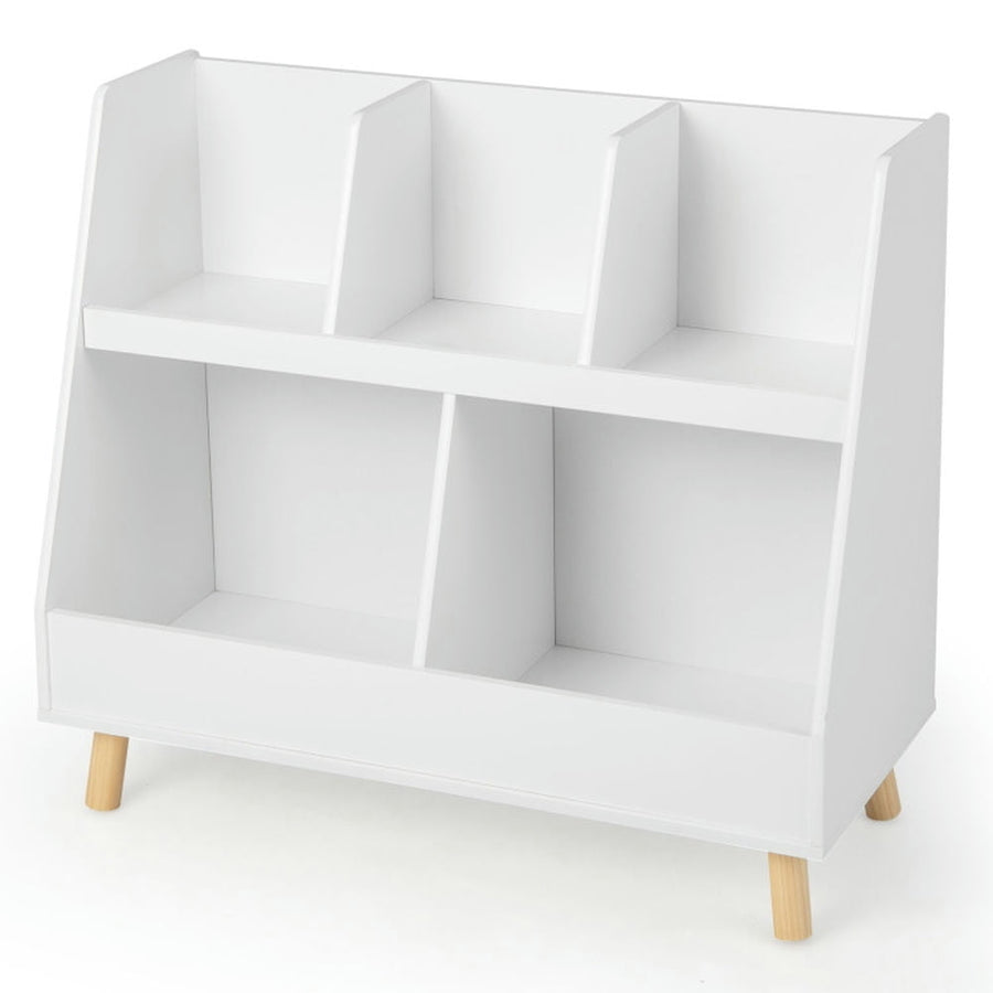 Hommoo 5-Cube Kids Bookshelf and Toy Organizer with Anti-Tipping Kits-White, Kids Toy Storage for Kids, Boys, Girls, Image 1