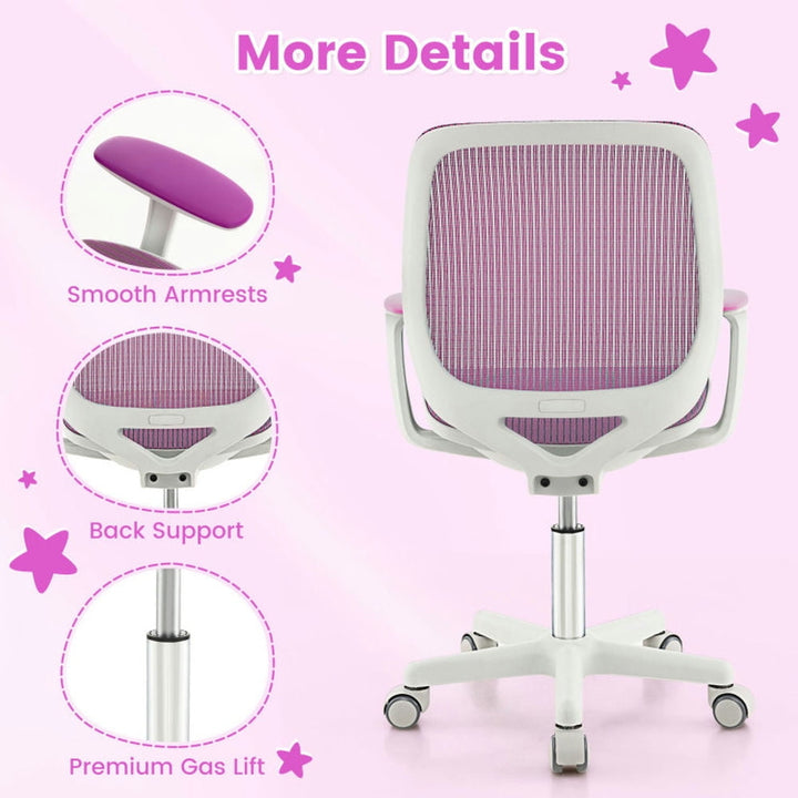 Hommoo Swivel Mesh Children Computer Chair with Adjustable Height-Purple, Kids Chairs for Kids Image 3