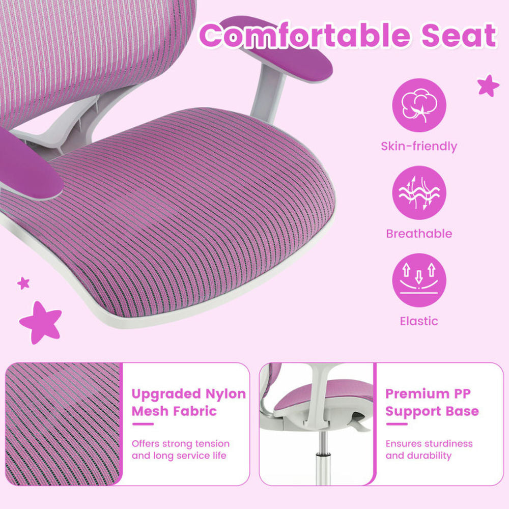 Hommoo Swivel Mesh Children Computer Chair with Adjustable Height-Purple, Kids Chairs for Kids Image 4