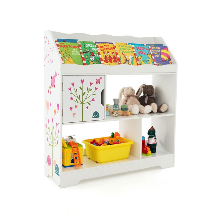 Hommoo Kids Toy Storage Organizer with Book Shelf and Storage Cabinet-White, Kids Toy Storage for Kids, Boys, Girls, Image 1