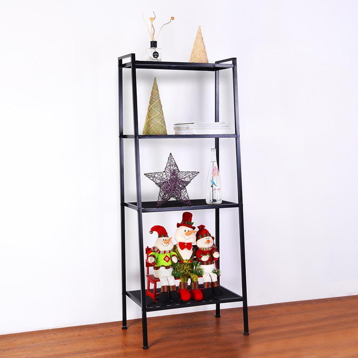 Hommoo Widen 4 Tiers Ladder Shelf, Bookshelf Display Rack, Bookcase Stand Shelves for Home Office, Black Image 1